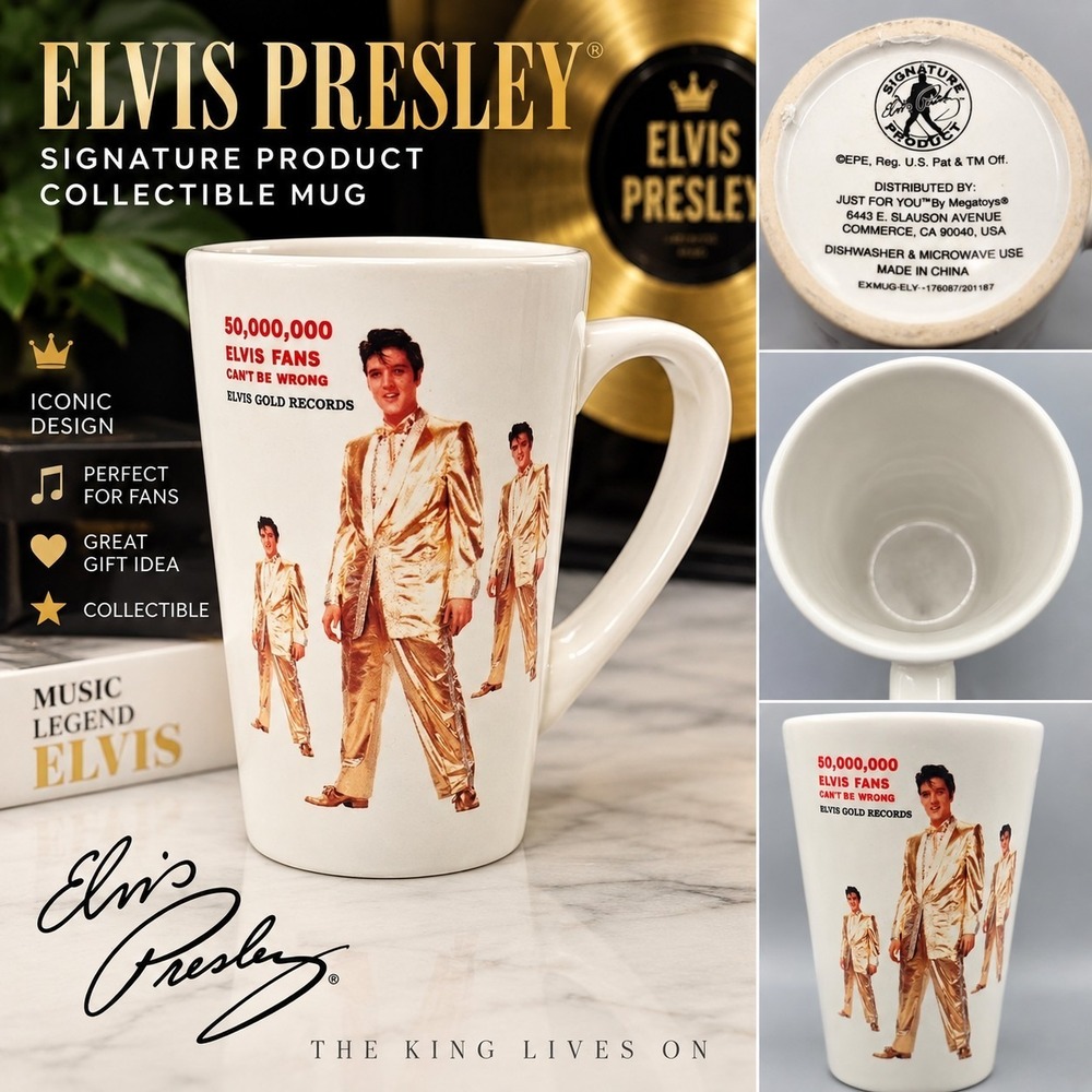 Elvis Presley 50,000,000 Fans Can't Be Wrong Gold Records Ceramic Coffee Mug